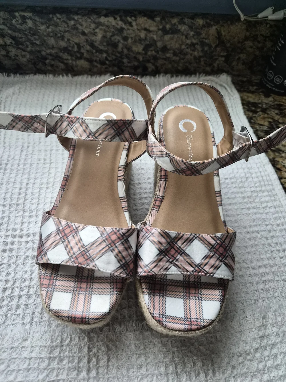 jcpenney Pink and White Plaid Platform Sandals